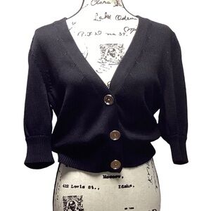 Michael Michael Kors short waist snap front cardigan. Black. Size Medium